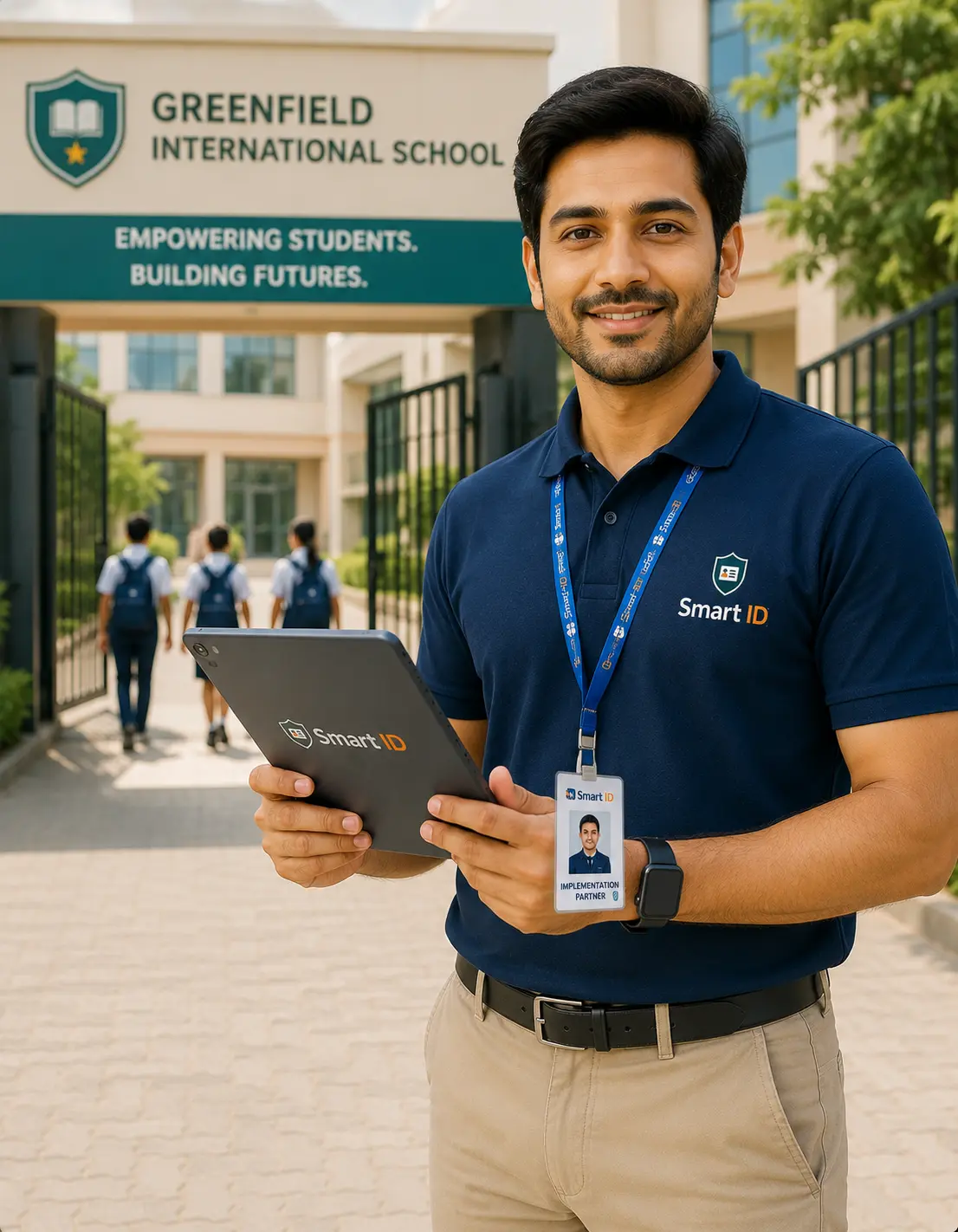 Smart ID implementation partner on-site with tablet